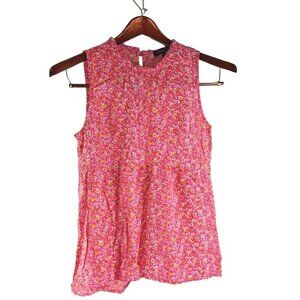 Rachel Zoe Women's Sleeveless Rayon Floral Ruffled Neck Blouse Pink Size  Small